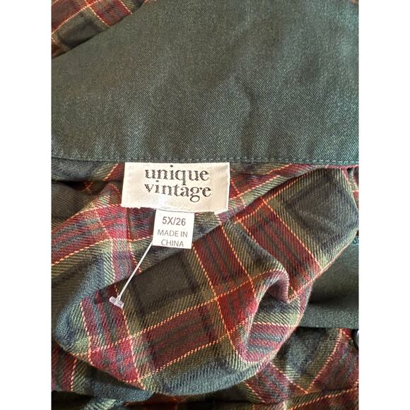 Unique Vintage Green Plaid Tartan Dress 5X NWOT - Picture 8 of 9